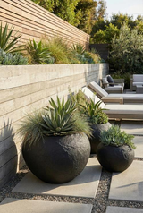 Phillips Collection Aera  Wide Black Small Planter