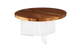 Phillips Collection Floating Round  With Acrylic Legs, Natural Brown Dining Table