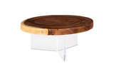Phillips Collection Floating Round  With Acrylic Legs, Natural Brown Coffee Table