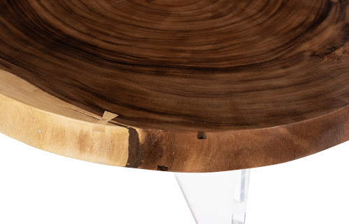 Phillips Collection Floating Round  With Acrylic Legs, Natural Brown Coffee Table