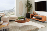 Phillips Collection Floating Round  With Acrylic Legs, Natural Brown Coffee Table