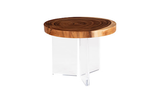 Phillips Collection Floating Round Coffee Table With Acrylic Legs, Natural Brown Side Table