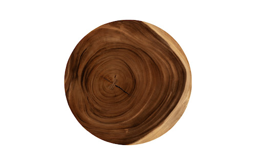 Phillips Collection Floating Round Coffee Table With Acrylic Legs, Natural Brown Side Table