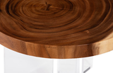Phillips Collection Floating Round Coffee Table With Acrylic Legs, Natural Brown Side Table