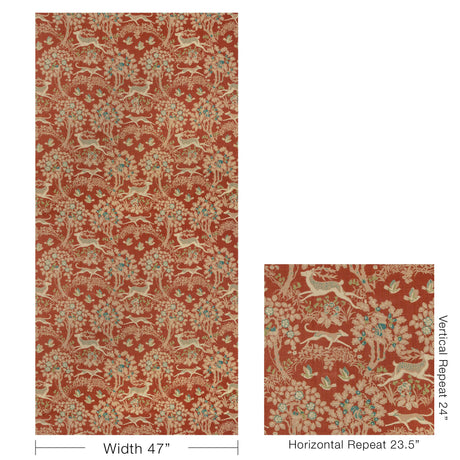 Lee Jofa MILLE FLEUR PRINT BRICK Fabric