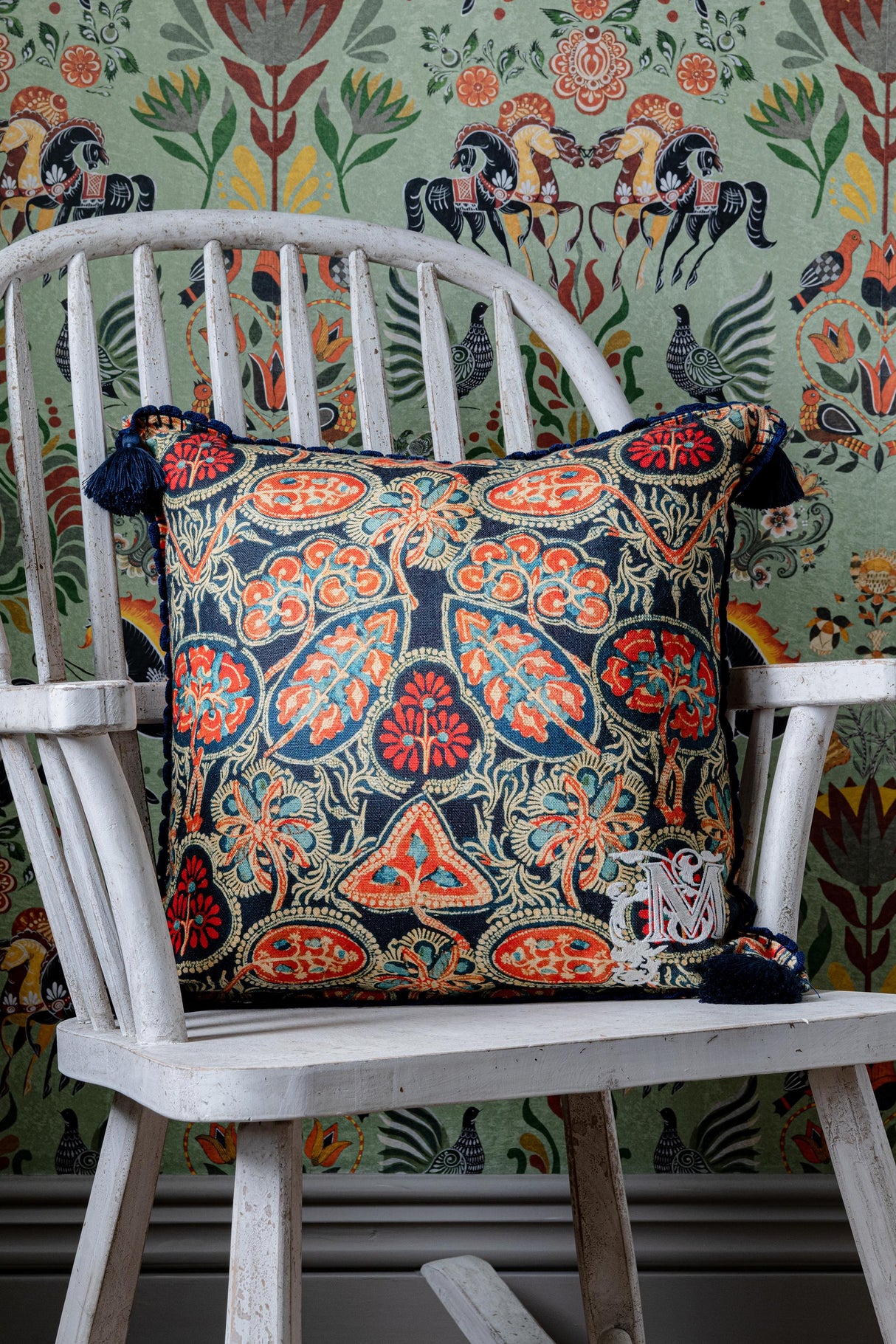 MindTheGap HEIRLOOM Blue, Red, Taupe Pillow