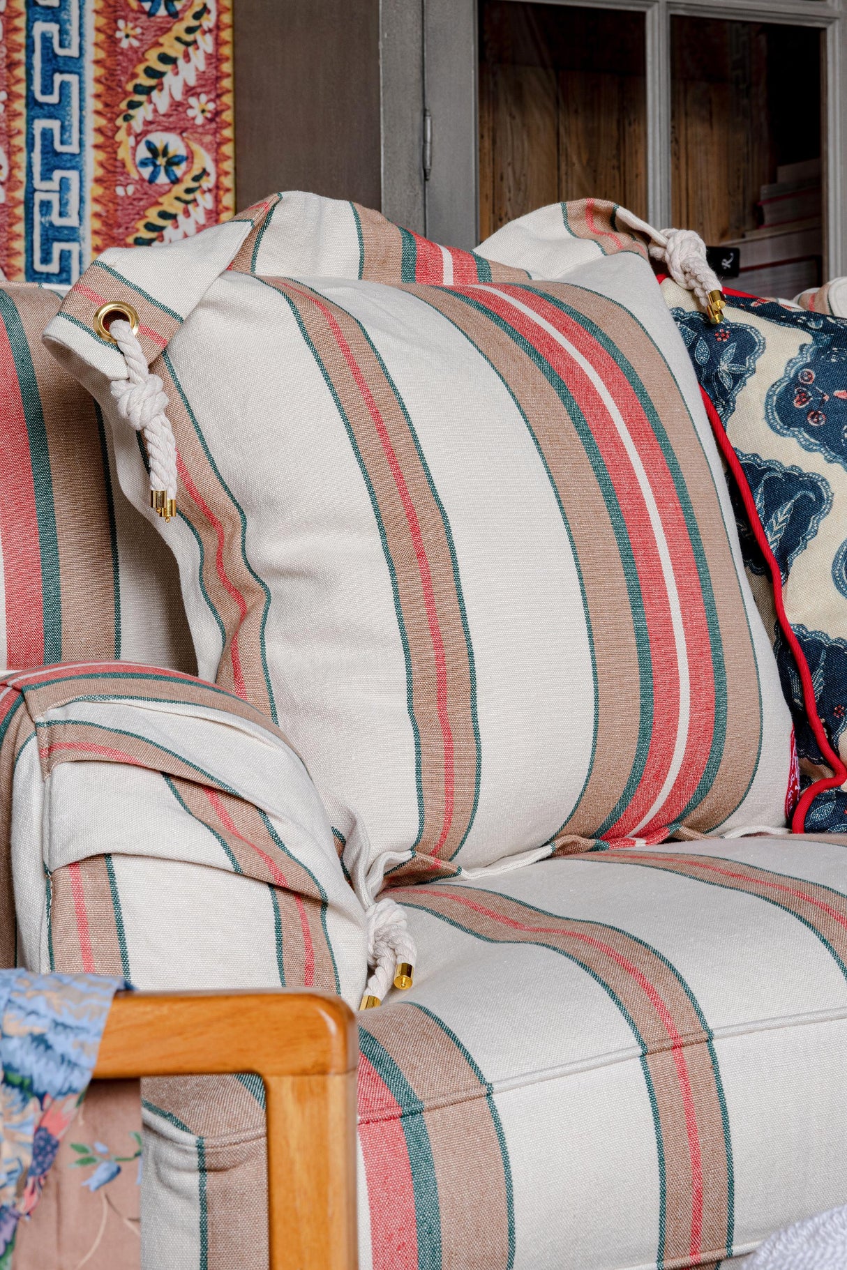 MindTheGap HERINA Stripe Brown, Green, White Pillow