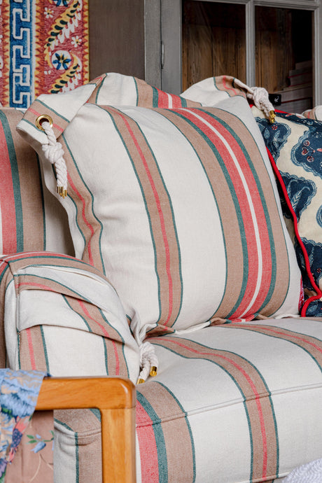 MindTheGap HERINA Stripe Brown, Green, White Pillow