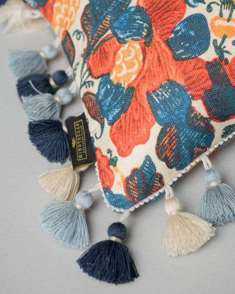 MindTheGap REMONDINI FLORAL Blue, Red, Taupe, Yellow Pillow