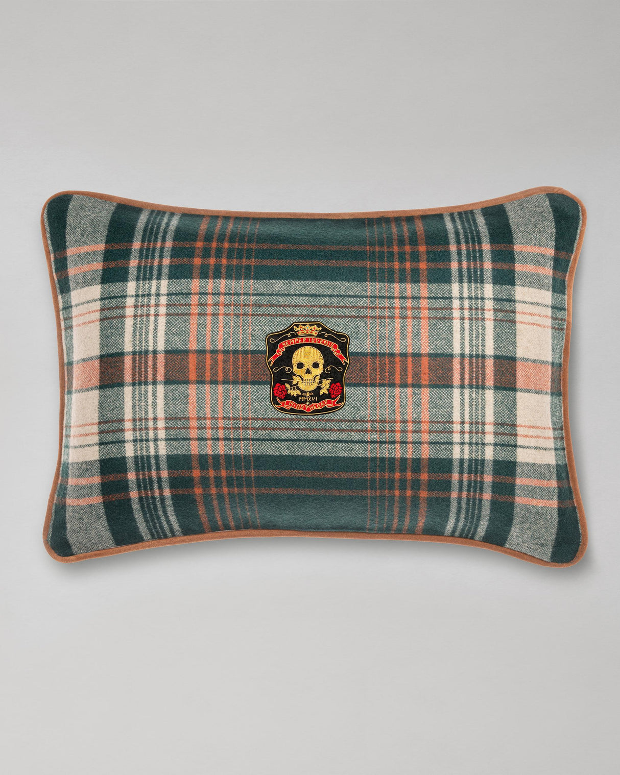 MindTheGap MONTEREY PLAID Green Green, Taupe, Yellow Pillow