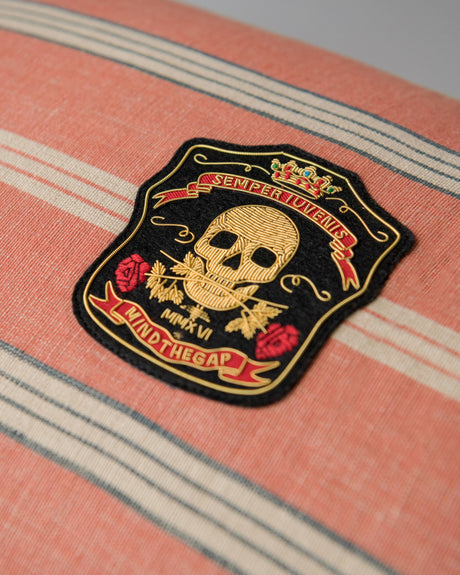 MindTheGap OREGON STRIPES Blue, Orange, Taupe Pillow