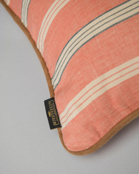 MindTheGap OREGON STRIPES Blue, Orange, Taupe Pillow