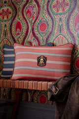 MindTheGap OREGON STRIPES Blue, Orange, Taupe Pillow