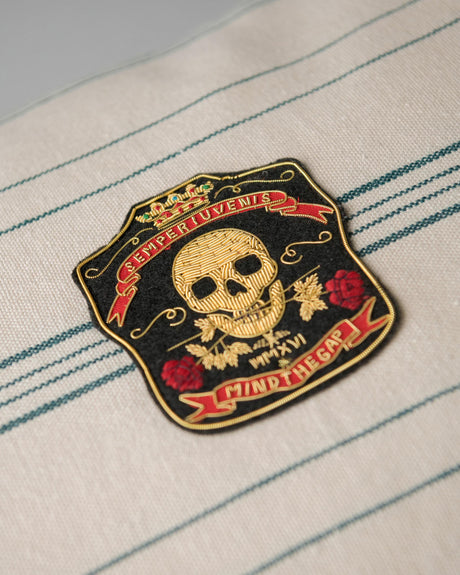 MindTheGap WICHITA STRIPES Blue, Taupe Pillow