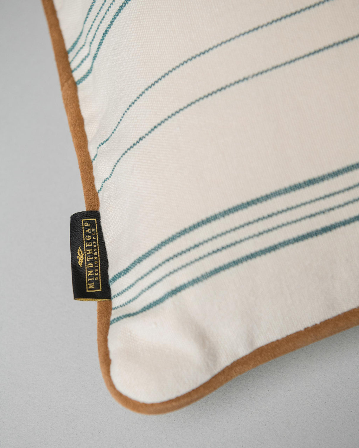 MindTheGap WICHITA STRIPES Blue, Taupe Pillow