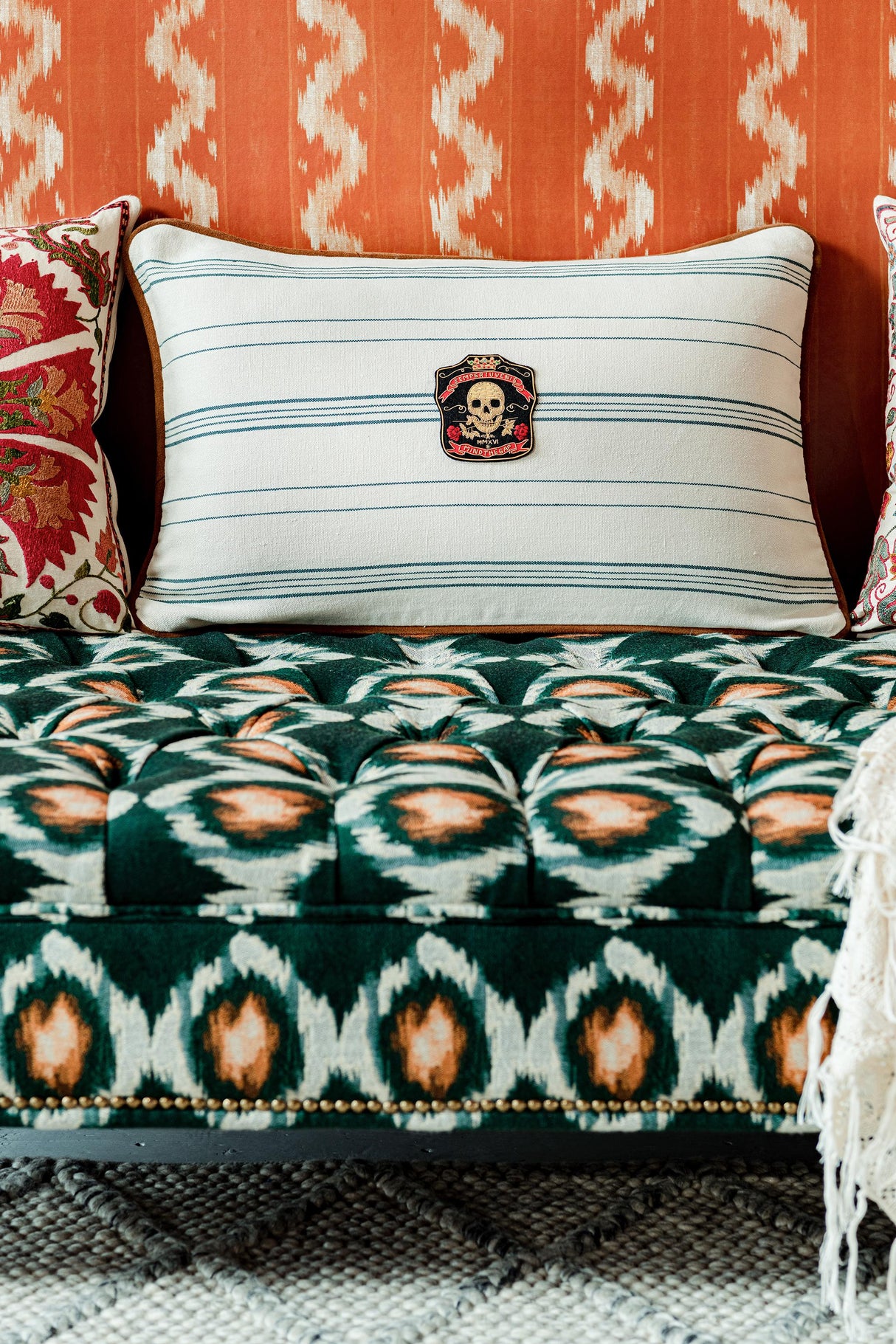 MindTheGap WICHITA STRIPES Blue, Taupe Pillow