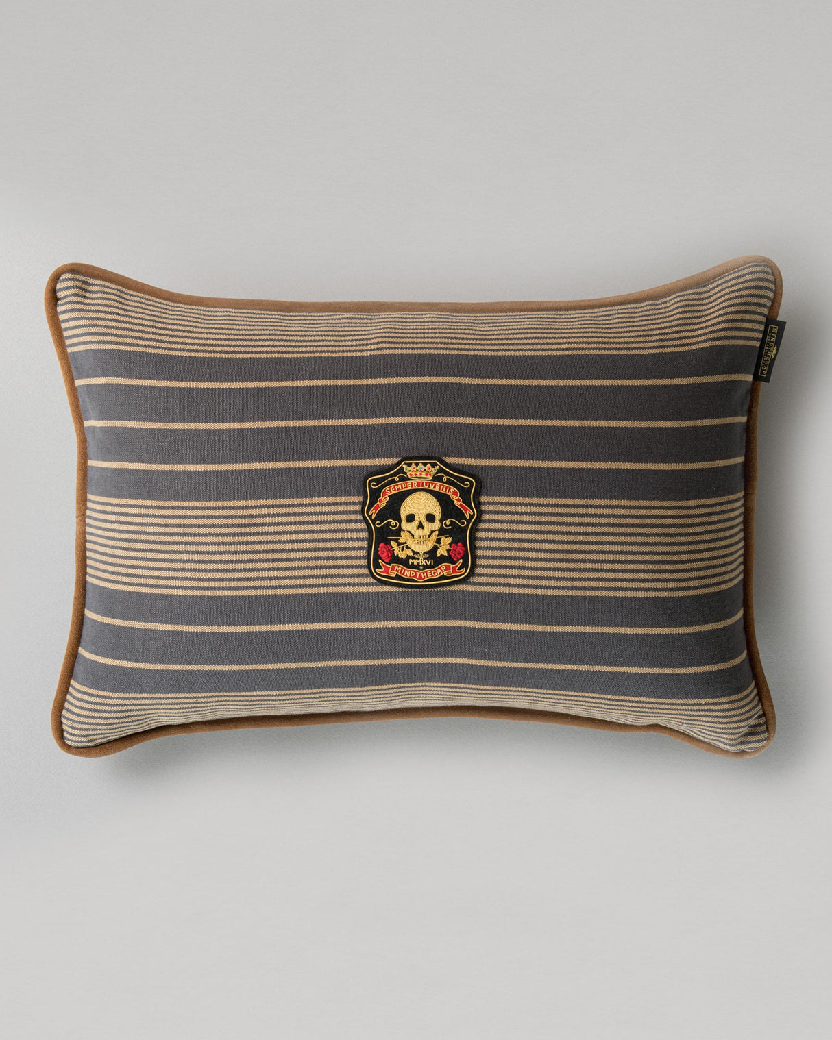 MindTheGap NEWPORT STRIPES Indigo, Taupe Pillow