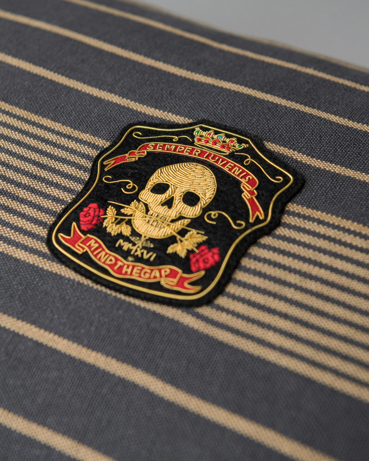 MindTheGap NEWPORT STRIPES Indigo, Taupe Pillow