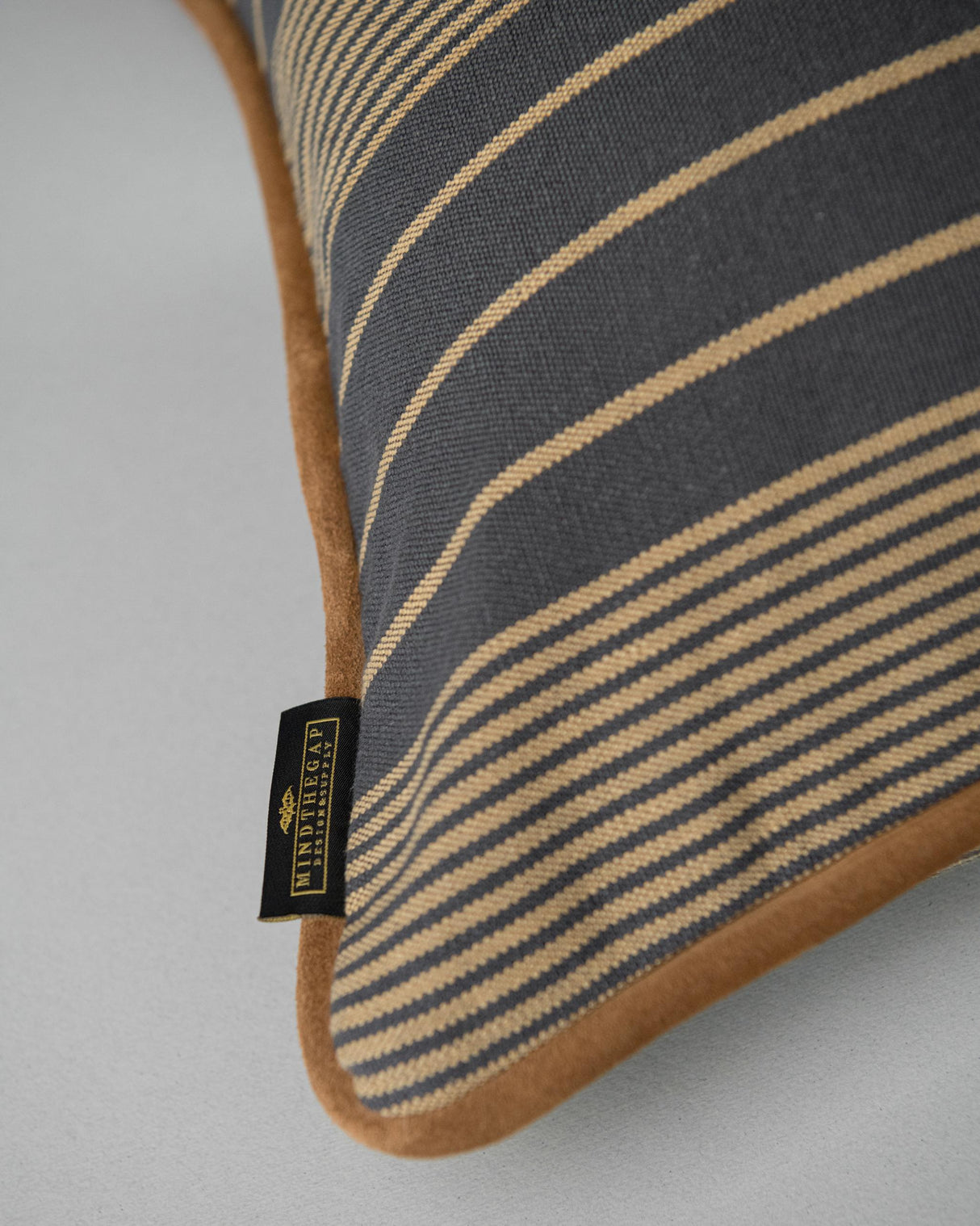 MindTheGap NEWPORT STRIPES Indigo, Taupe Pillow