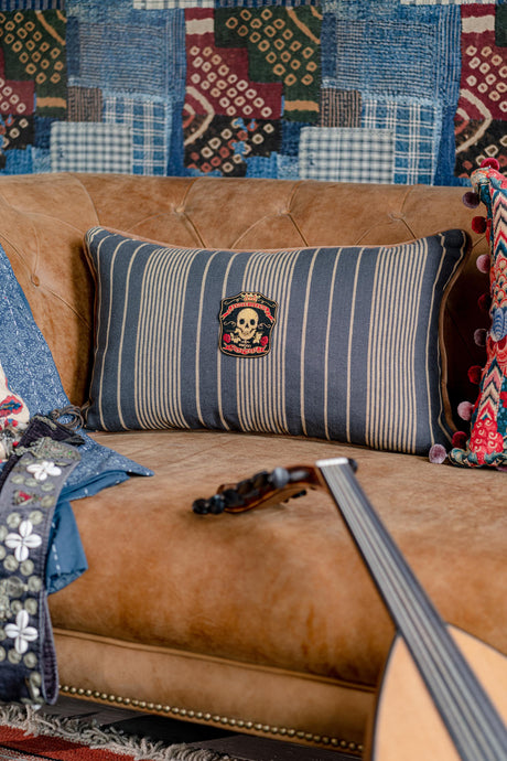 MindTheGap NEWPORT STRIPES Indigo, Taupe Pillow