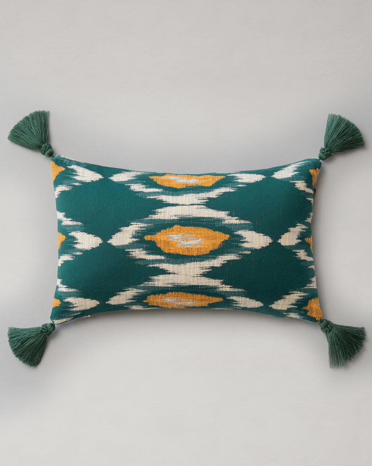 MindTheGap PRADESH IKAT Green, Orange, Taupe Pillow
