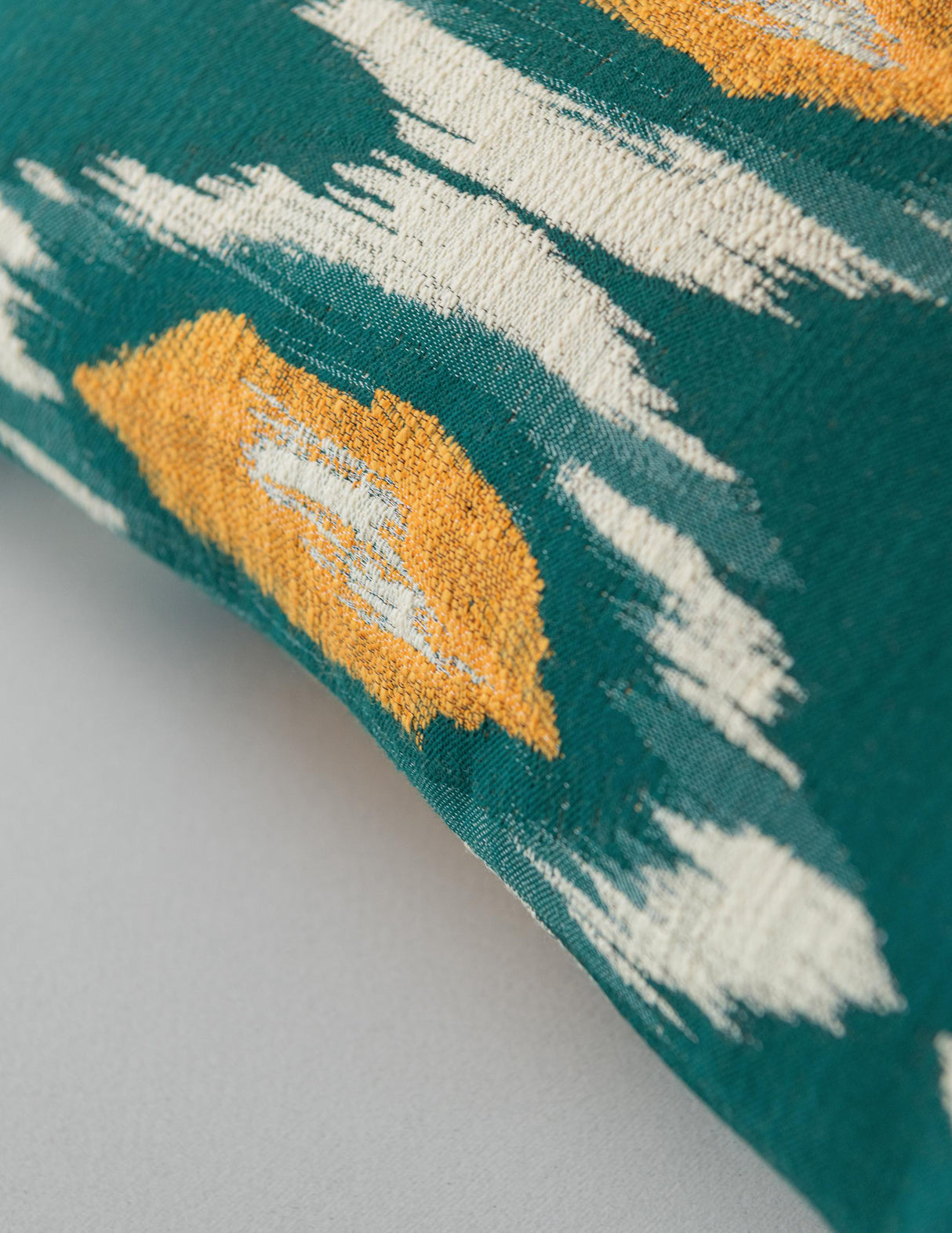 MindTheGap PRADESH IKAT Green, Orange, Taupe Pillow