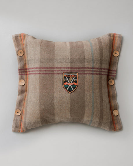 MindTheGap CHALET PLAID Brown, Mint, Orange, Taupe Pillow