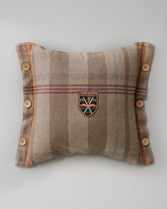 MindTheGap CHALET PLAID Brown, Mint, Orange, Taupe Pillow