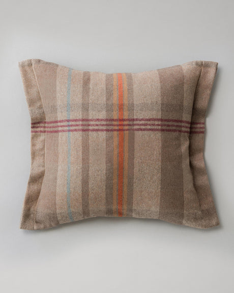 MindTheGap CHALET PLAID Brown, Mint, Orange, Taupe Pillow