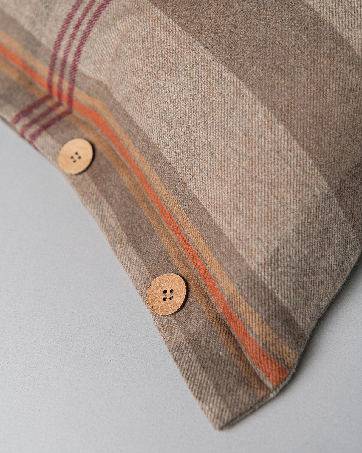 MindTheGap CHALET PLAID Brown, Mint, Orange, Taupe Pillow