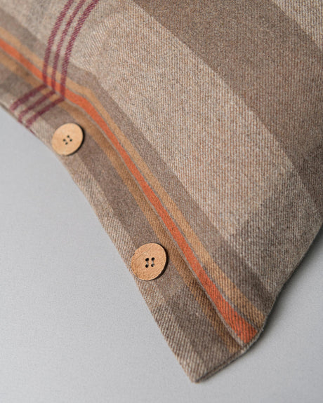 MindTheGap CHALET PLAID Brown, Mint, Orange, Taupe Pillow
