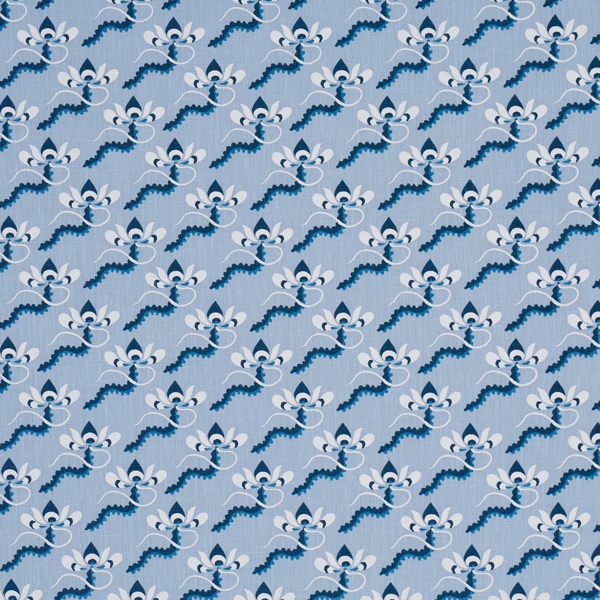 Schumacher Bombay Rainbow Bleu Fabric