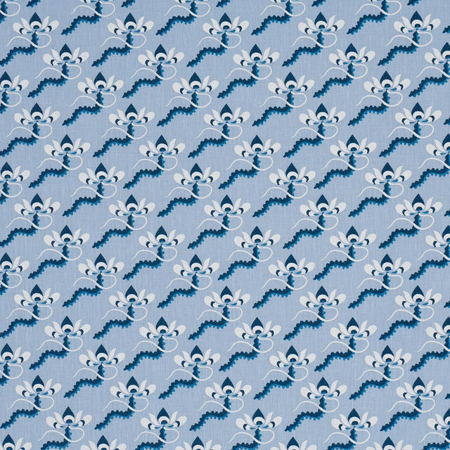 Schumacher Bombay Rainbow Bleu Fabric