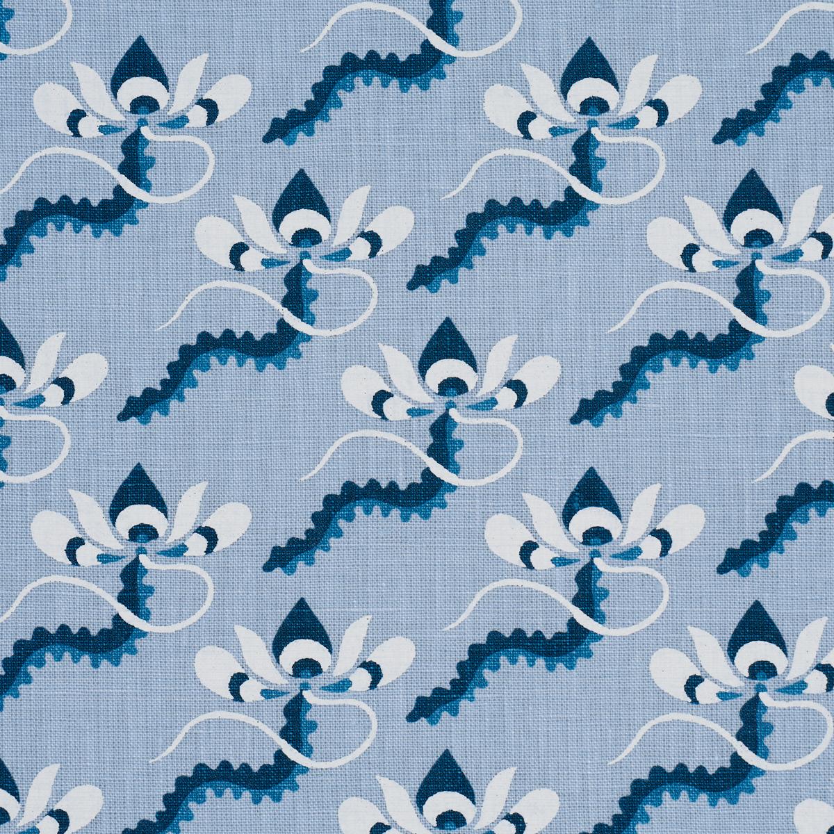 Schumacher Bombay Rainbow Bleu Fabric
