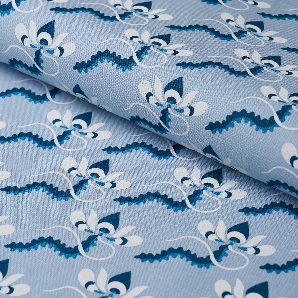 Schumacher Bombay Rainbow Bleu Fabric