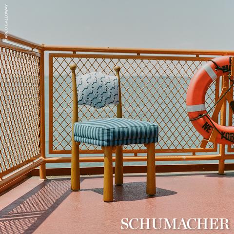 Schumacher Bombay Rainbow Bleu Fabric