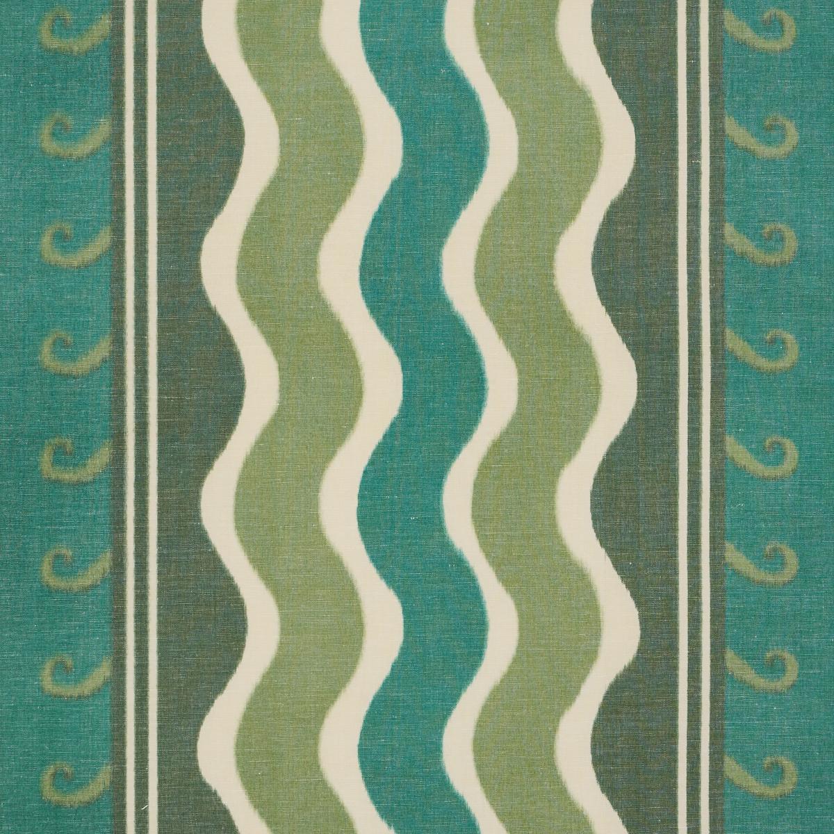 Schumacher Roman Reverie Teal & Leaf Fabric