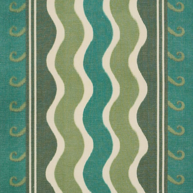 Schumacher Roman Reverie Teal & Leaf Fabric