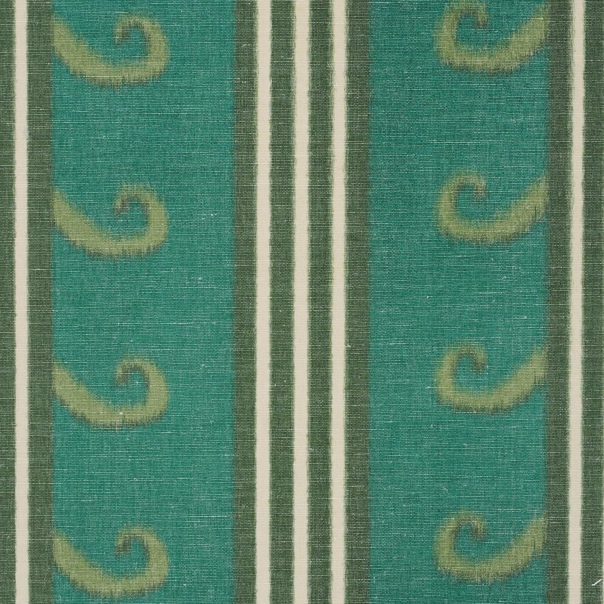 Schumacher Roman Reverie Teal & Leaf Fabric