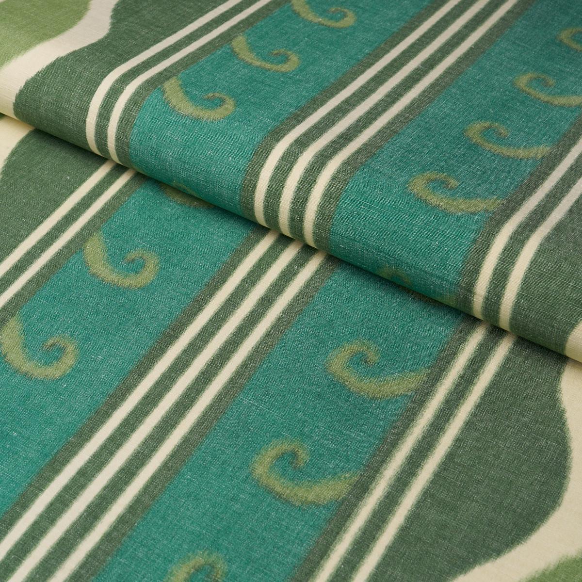 Schumacher Roman Reverie Teal & Leaf Fabric