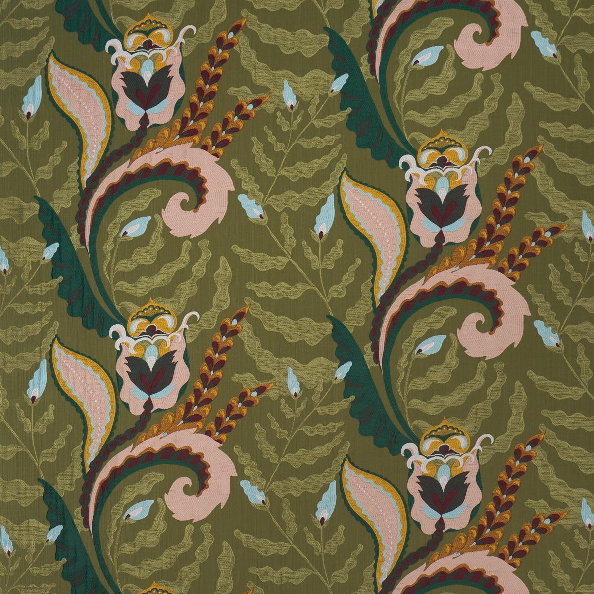 Schumacher Jaipur Fantaisie Moss Fabric