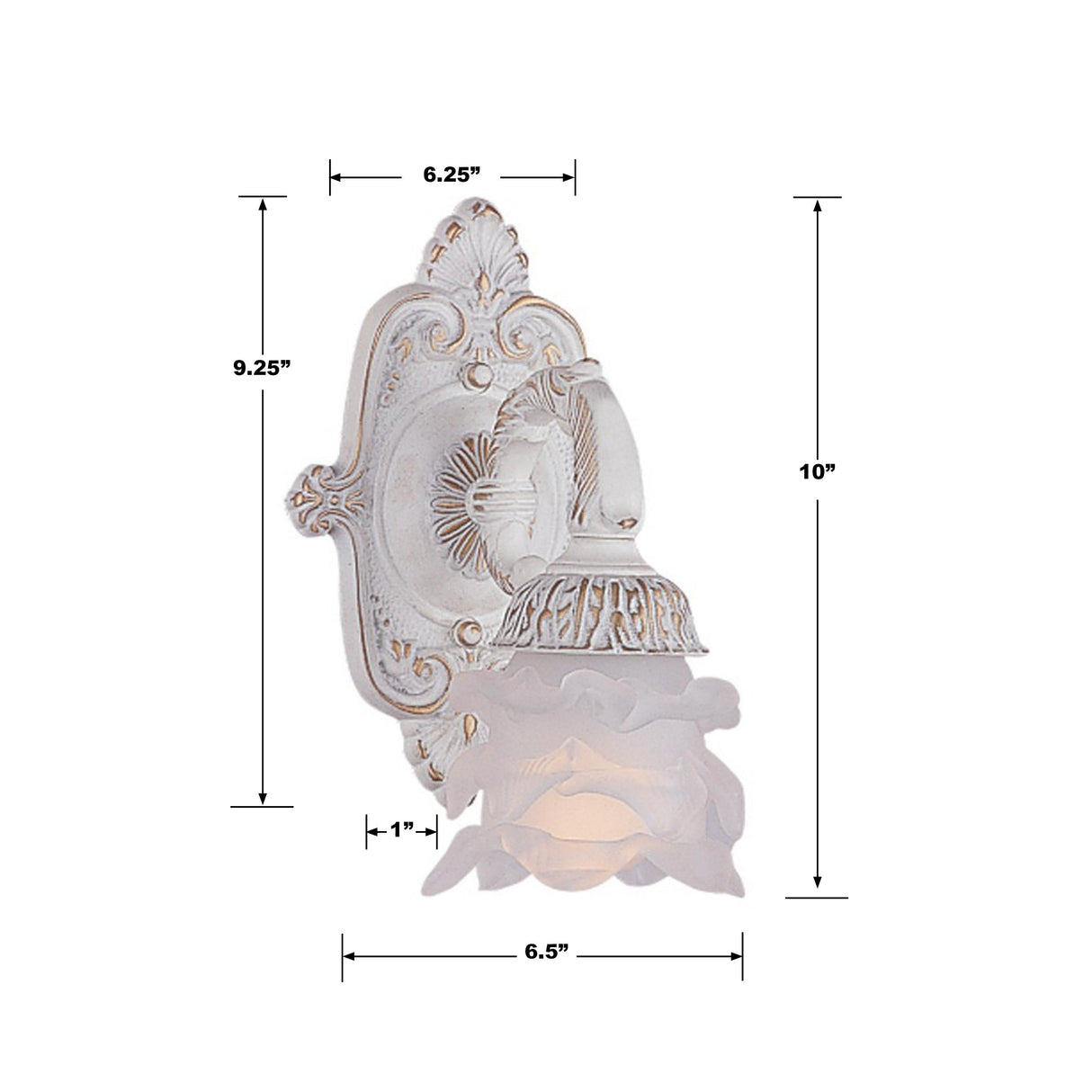 Crystorama Melrose 1 Light Antique White Sconce