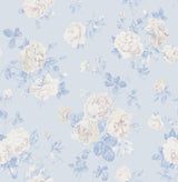 A-Street Prints LoveShackFancy Everblooming Rosettes Whisper Blue Wallpaper