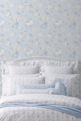 A-Street Prints LoveShackFancy Everblooming Rosettes Whisper Blue Wallpaper