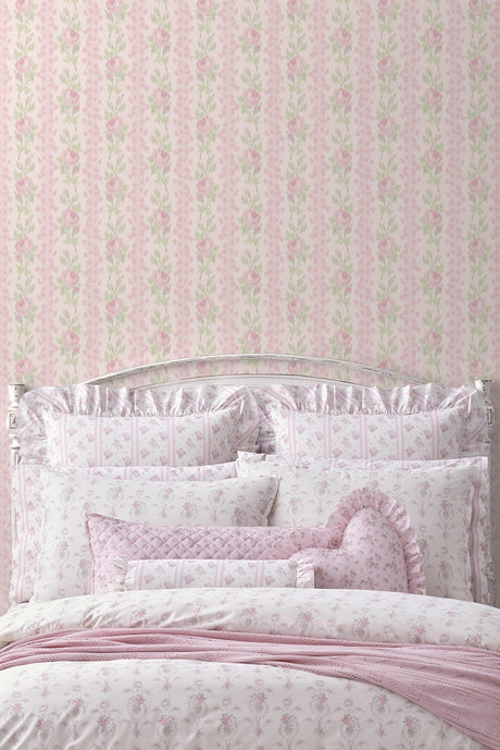A-Street Prints LoveShackFancy Blooming Heirloom Strawberry Macaron Wallpaper