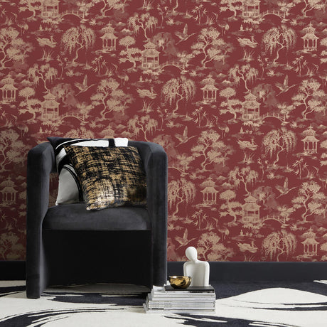 Brewster Home Fashions Fine Decor Medley Nikolai Ruby Wallpaper
