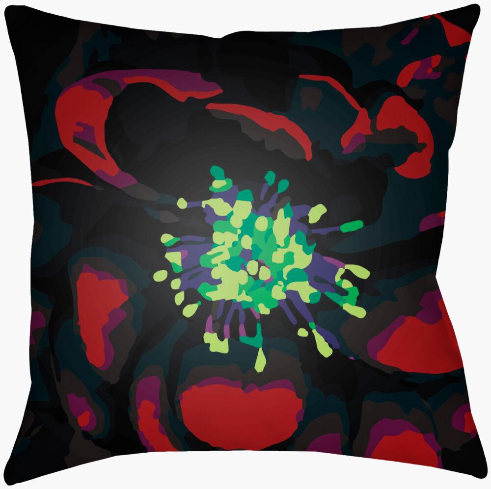 Surya Abstract Floral AF-009 Black;Burgandy;Emerald;Light Green;Plum 20"L x 20"W Fabric