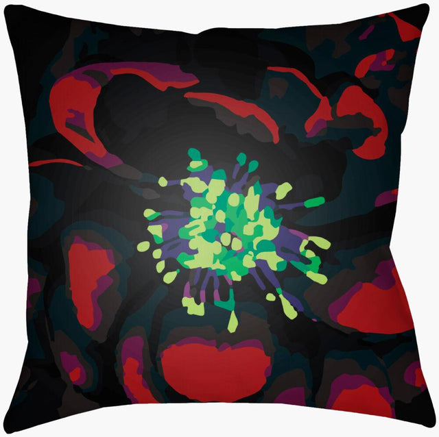 Surya Abstract Floral AF-009 Black;Burgandy;Emerald;Light Green;Plum 20"L x 20"W Fabric
