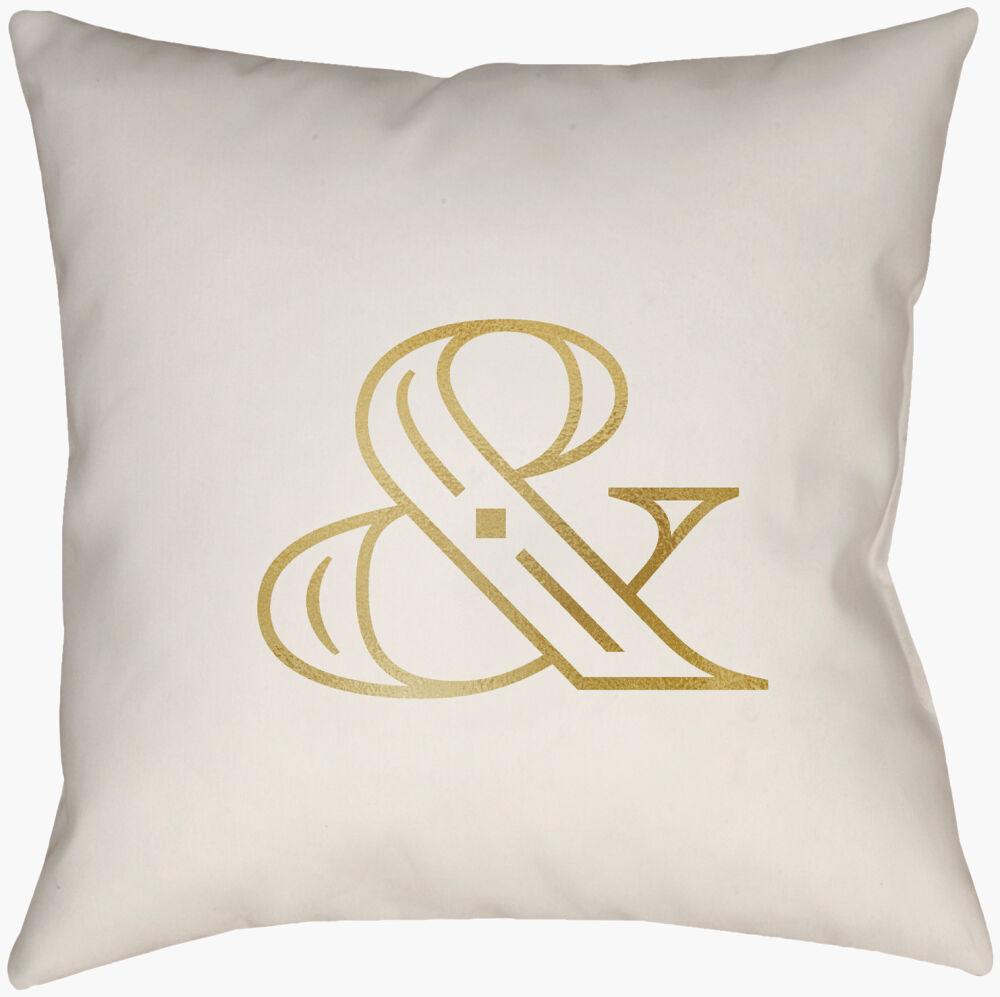 Surya Ampersand AMP-002 Ivory;Metallic Gold 16"L x 16"W Fabric