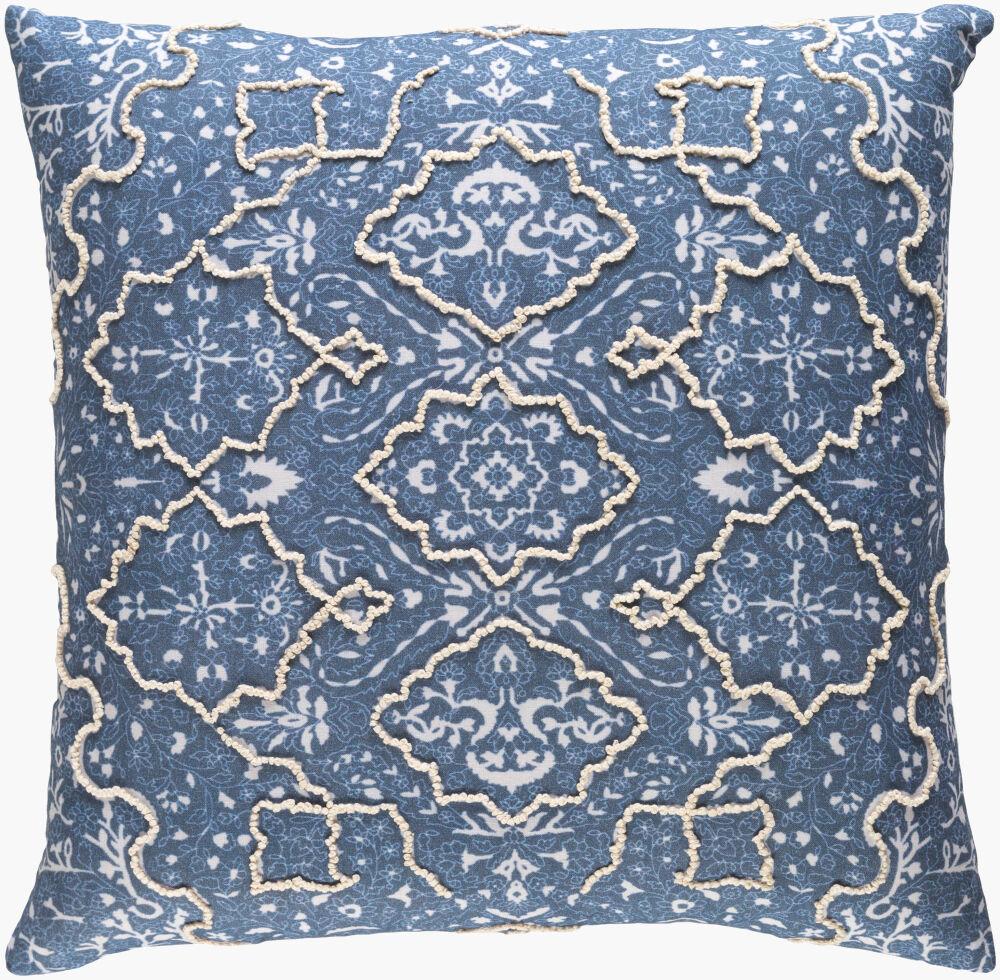 Surya Batik BAT-002 Denim;Ivory;Light Gray 20"L x 20"W Fabric